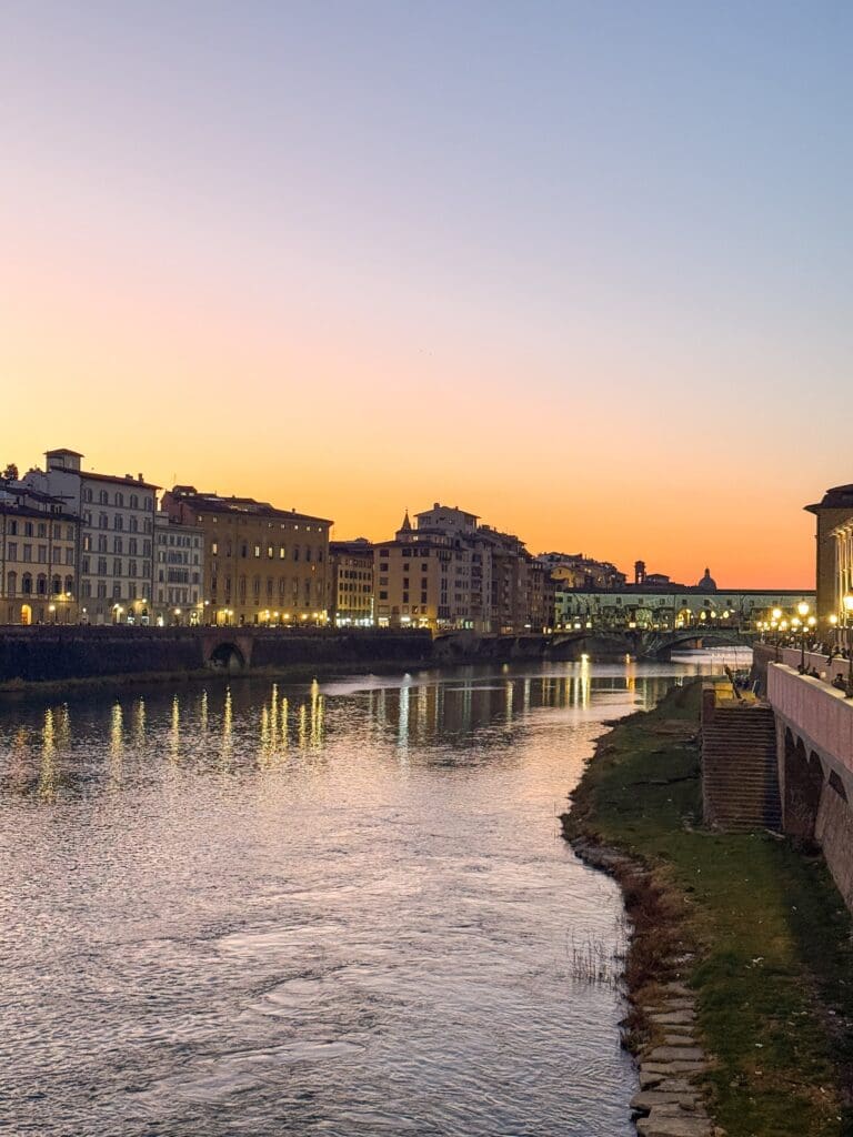Sunset over the Arno River in Florence
