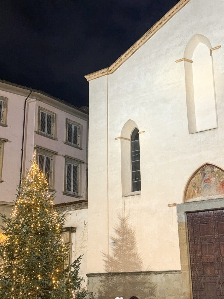 Winter in Florence at night in piazza Sant'ambrogio